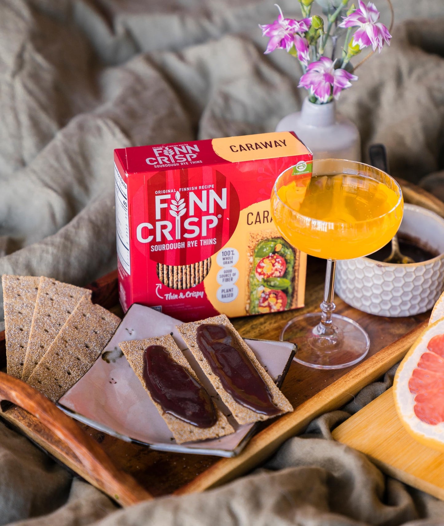 Finn Crisp Caraway Sourdough Rye Thins, Caraway Crispbread, 7 Ounce Boxes (Pack of 9)