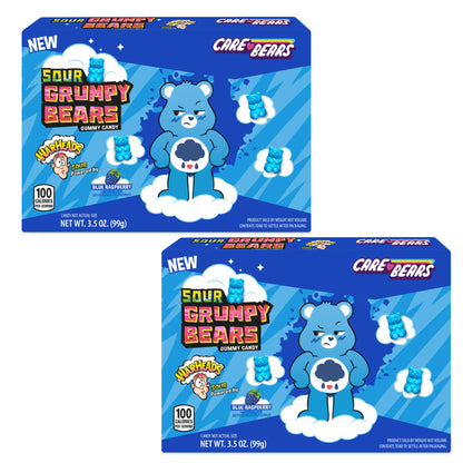 Warheads Care Bears - Sour Grumpy Bears - Blue Raspberry Flavor - 3.5 oz. Theater Boxes - 2 Pack