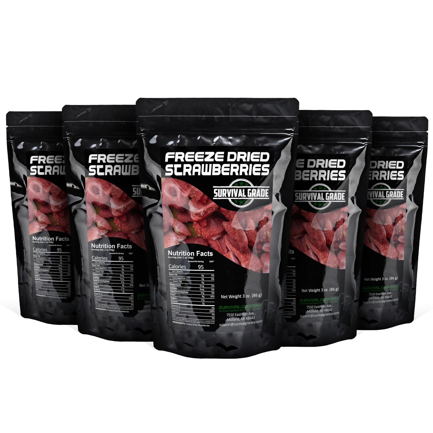 Survival Grocery - Freeze-Dried Strawberries (5 Bags/15 oz.)