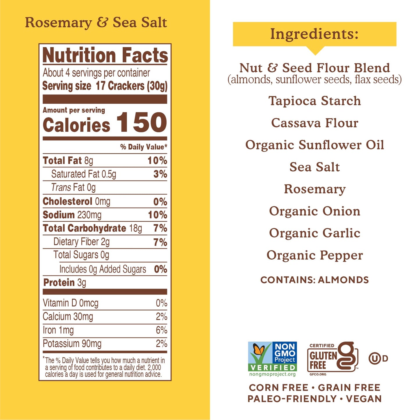 Simple Mills Almond Flour  ers, Gluten Free, Vegan, Rosemary & Sea Salt, 4.25 Ounce (Pack of 3)