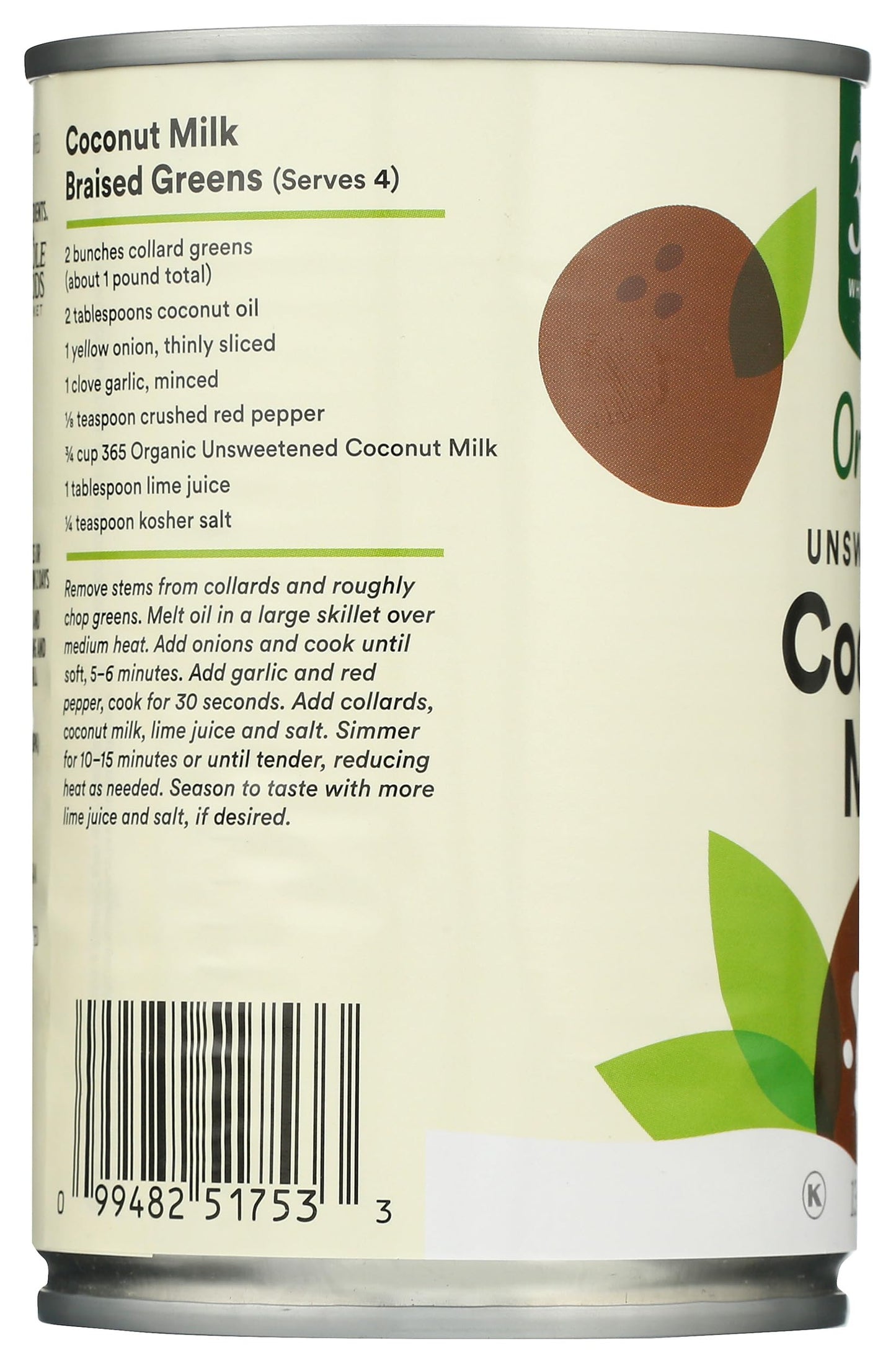 365 By Whole Foods Market, Coconut Milk Unsweetened Organic, 13.5 Ounce