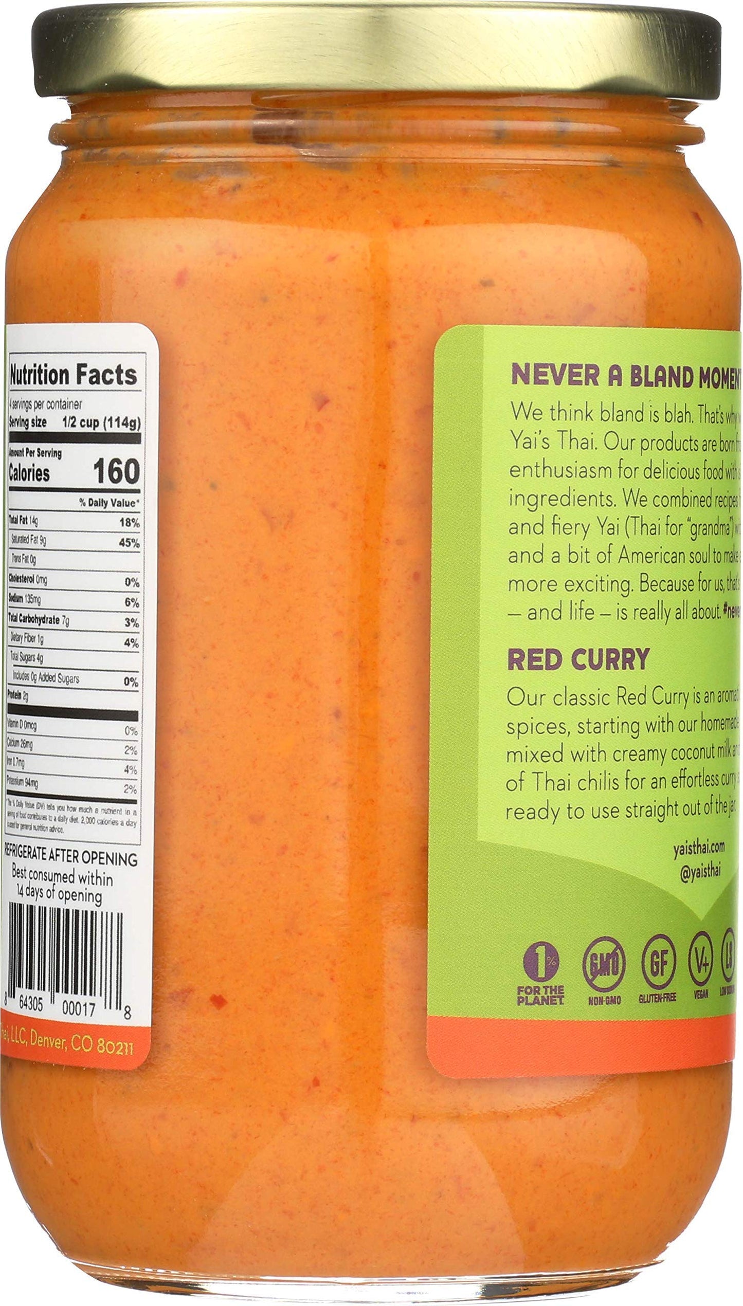 Yai's Thai Red Coconut Curry Sauce 16 Ounce Jar