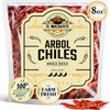 Chile de Arbol 8oz - Dried Whole Red Chili Peppers - Premium All-Natural, Stemless. For Mexican, Chinese, and Thai Cuisine with 