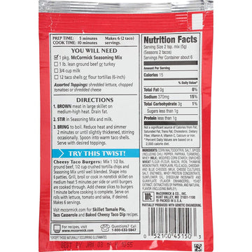 McCormick Taco Cheesy Seasoning Mix, 1.12 OZ (Pack - 4)