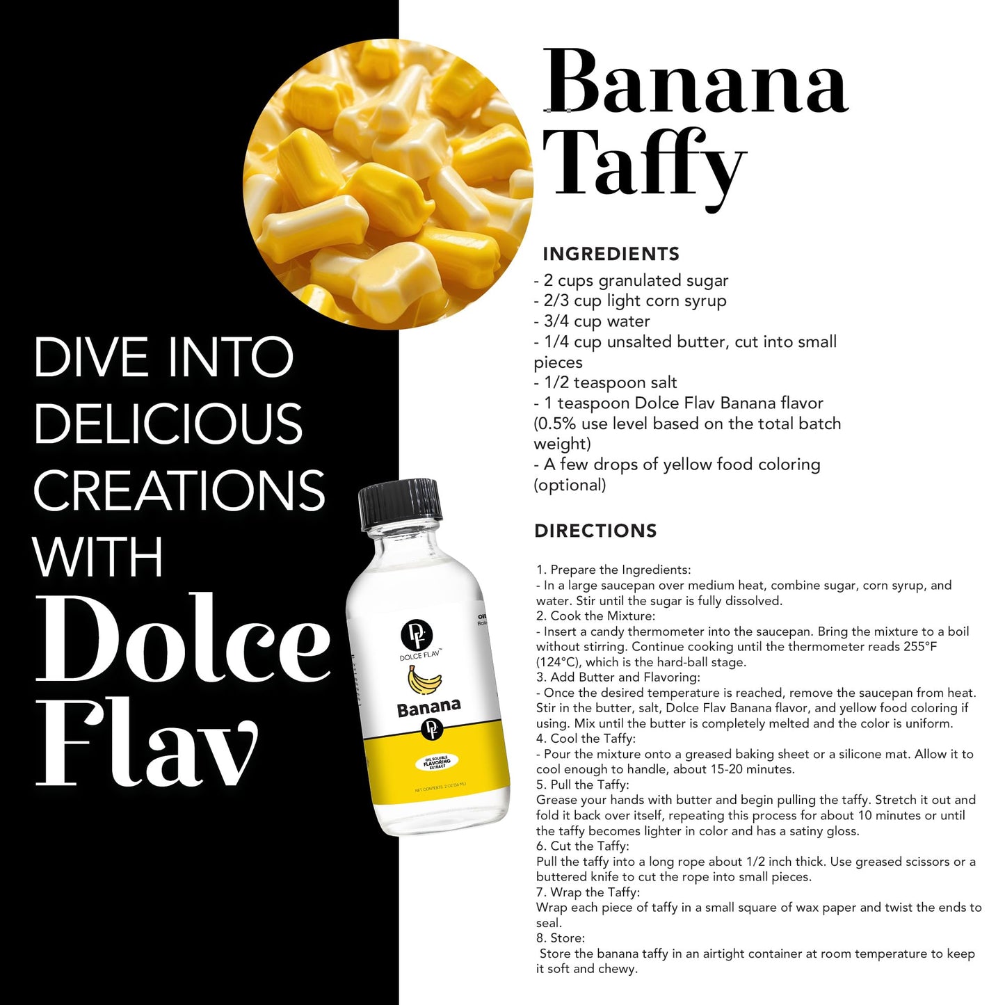 Dolce Foglia Banana Flavoring Oil - 2 Oz. - Ideal for Candy Making, Baking, Ice Cream, and Lip Balm