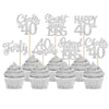 24PCS Happy 40th Birthday Cupcake Toppers Forty Straight Outta 1985 Cupcake Picks Cheers to 40 Lengend Since 1985 Cake Decoratio