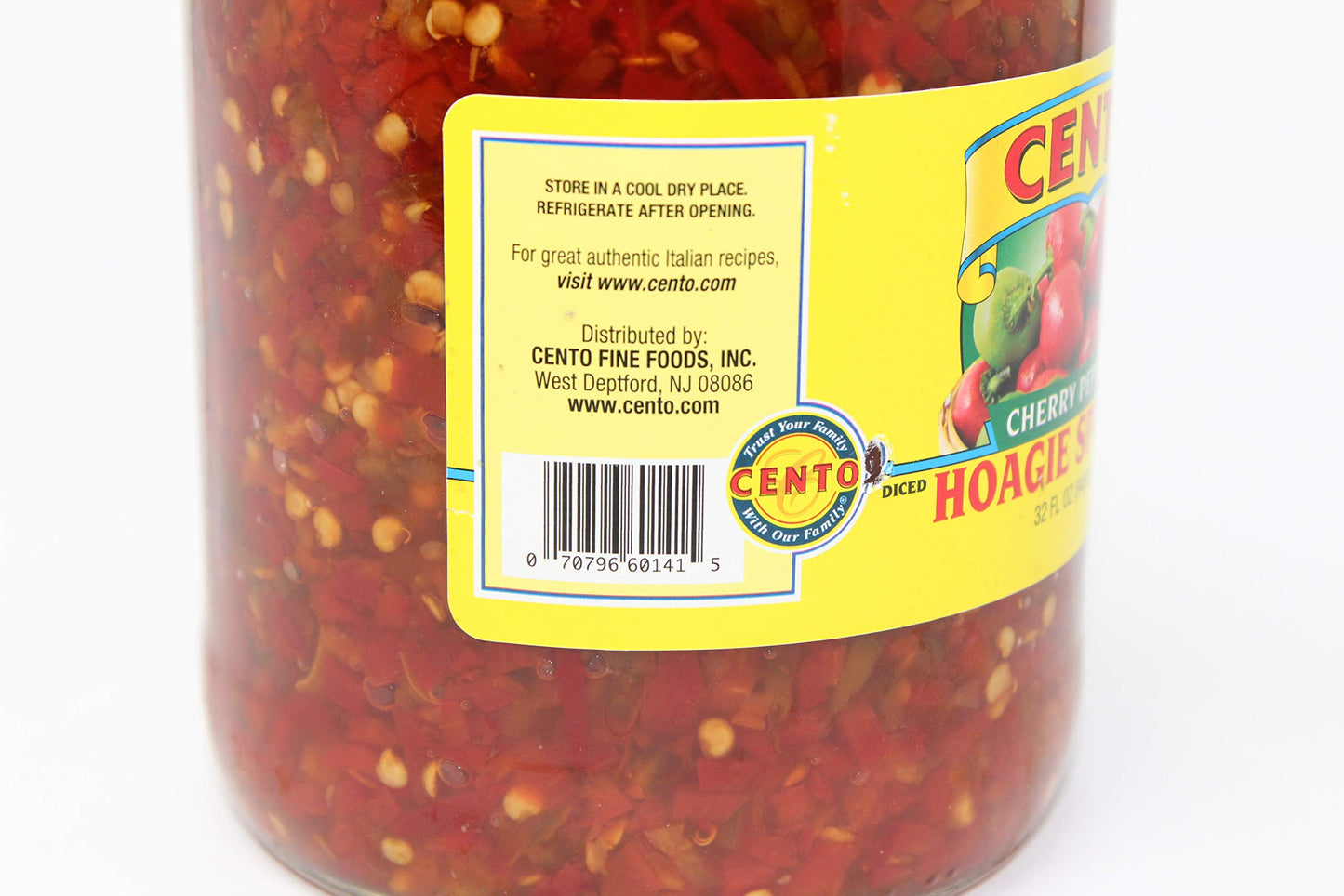 Cento Diced Hot Cherry Pepper Hoagie Spread, 32 Fl Oz, Pack of 1