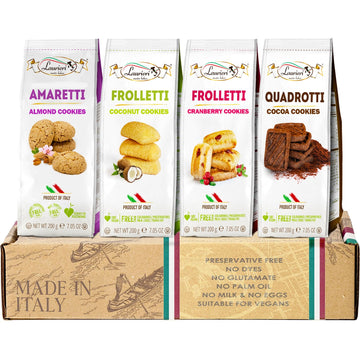 Italian Cookies - Variety Pack Of 4 - Italian Cookie Gift Pack - Shortbread Italian Cookie Snacks - Gourmet Cookie Assortment Of