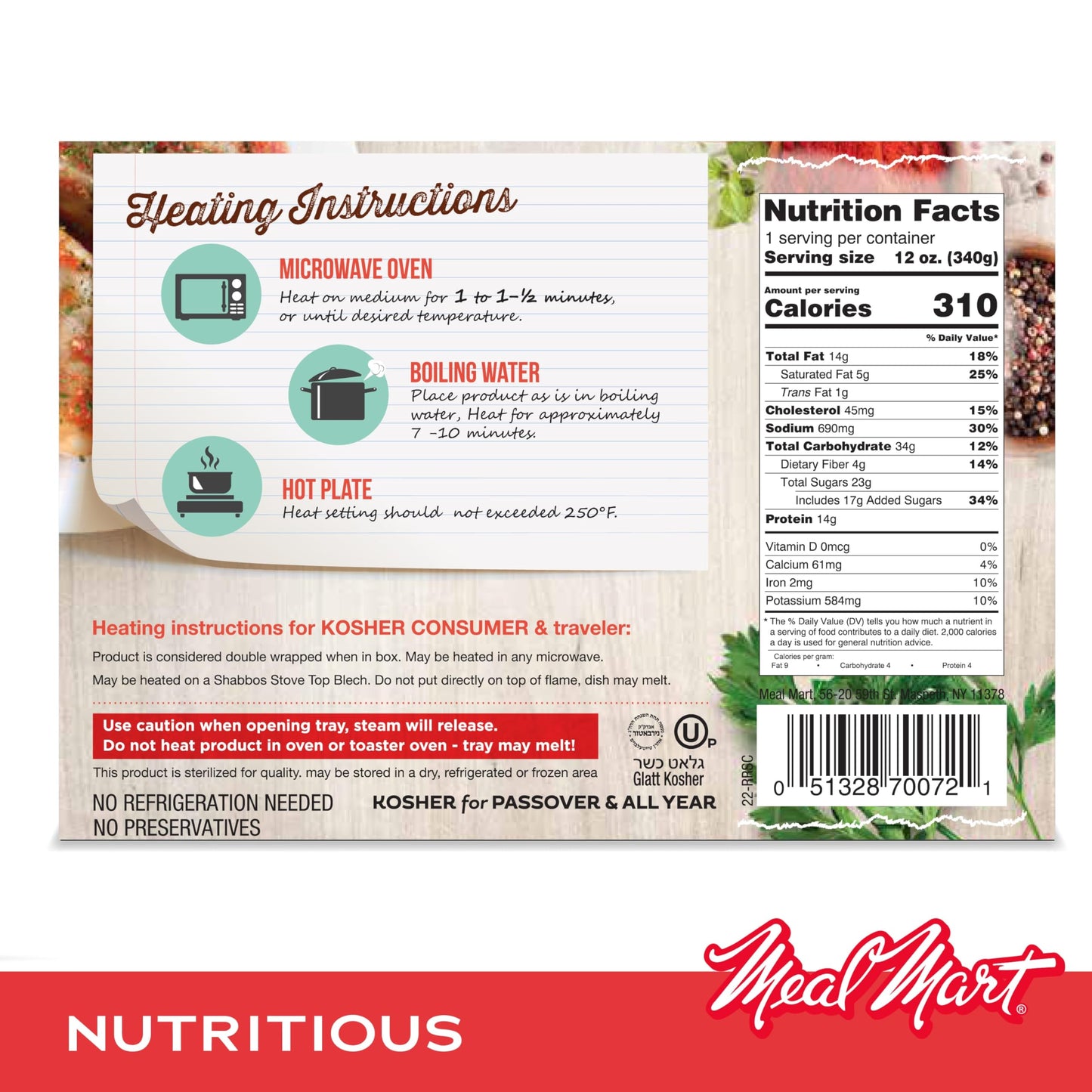 Kosher For Passover Ready Meals - Beef Stuffed Cabbage Rolls In Gravy, Mre Meat Meals Ready To Eat, Gluten Free Food (1 Pack) Pr