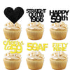 18pcs Black Gold Glitter Dessert Cupcake Pick for Straight Outta 1966 Cheer to 59 Years Old Theme Decor Supplies Happy 59th Birt
