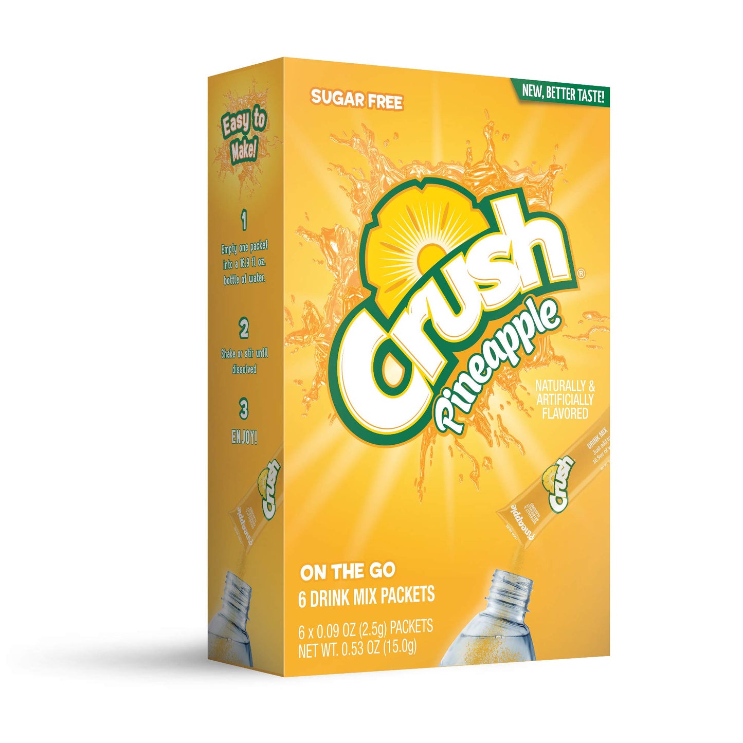 Crush, Pineapple Powder Drink Mix Sugar Free & Delicious, Makes 72 Flavored Water Beverages (Pack Of 12)