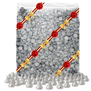 Silver Foil Wrapped Milk Chocolate Candy Drops – 2 Lb Bulk Bag (Approx. 200 Pieces), Individually Wrapped Chocolates For Weddings, Party Favors, Candy Buffet, Holidays & Events - 2 Pound Gift Bag