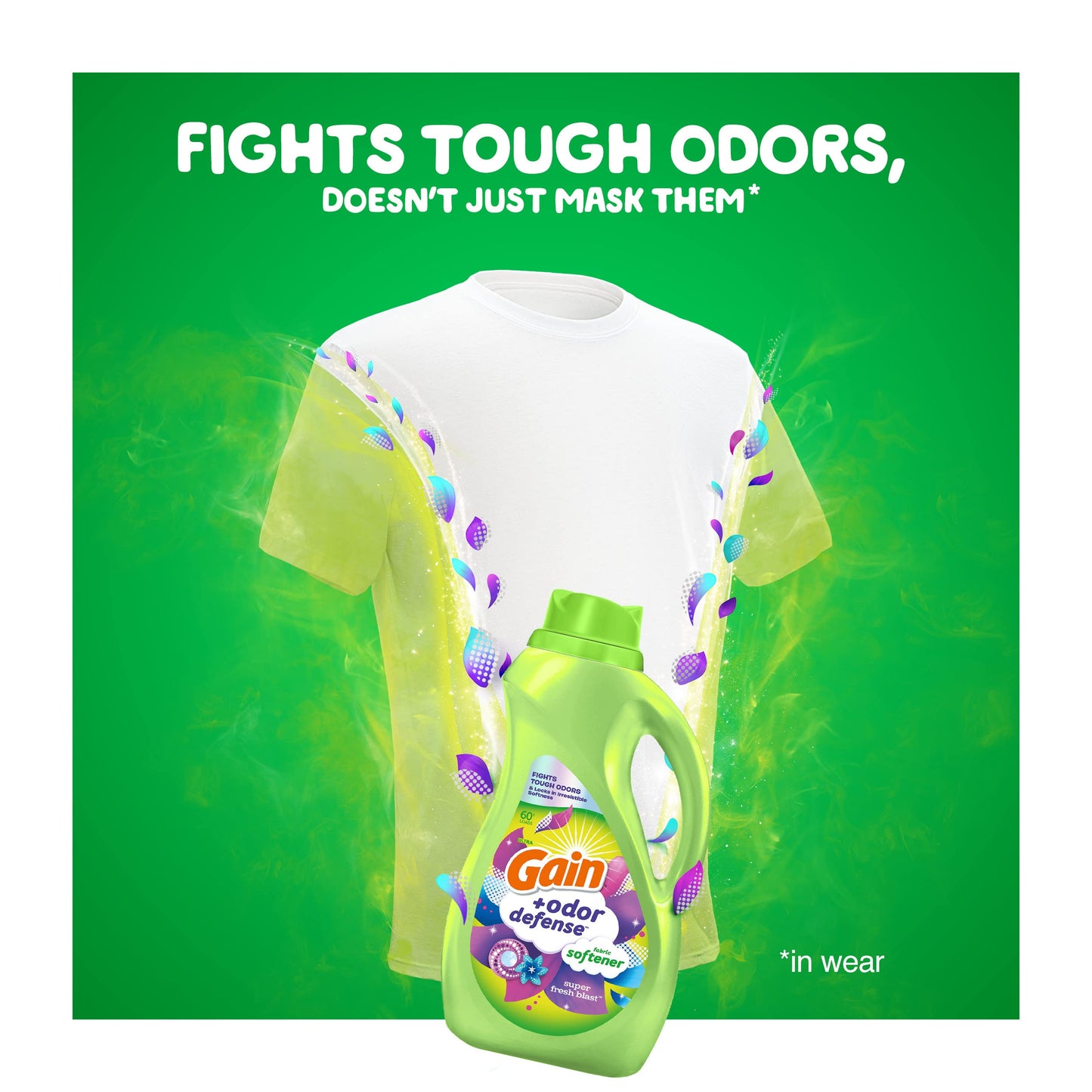 Gain + Odor Defense Liquid Fabric Softener, Super Fresh Blast Scent, 35 Loads (4 Pack)