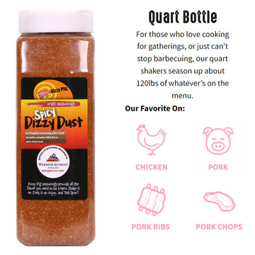 Dizzy Pig Spicy Dizzy Dust All-Purpose Barbecue Seasoning Rub (Quart Shaker) - Hand Made In The Usa - Seasons Around 120Lbs Of Food - Msg Free, Gluten Free