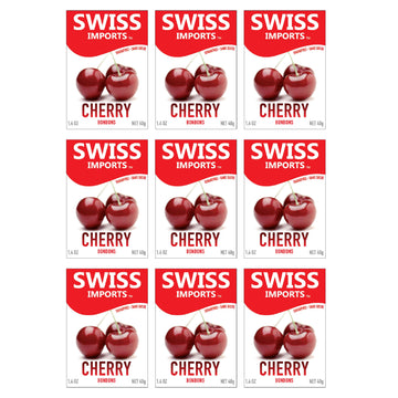 Swiss Imports Sugar Free Bonbons Hard Candy Drops, Cherry, 1.4 Oz/ 40G Box, 9 Pack