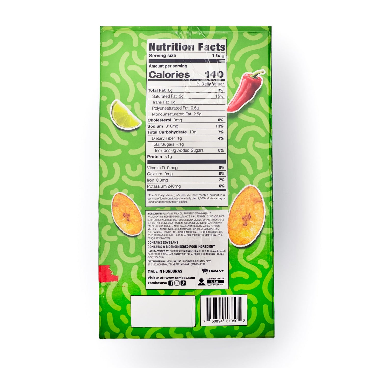 Zambos Plantain Chips Chile Limon Multipack  1 oz Bags (Pack of 18)