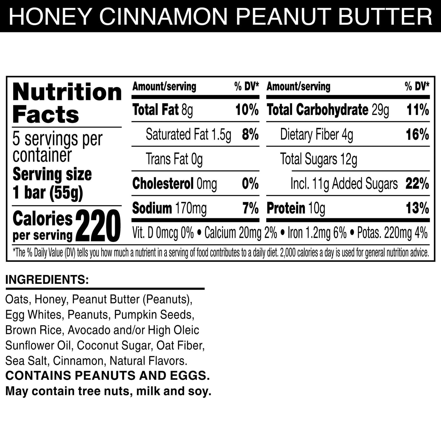 Rxbar Nut Butter And Oat Protein Bars, Protein Snacks, Snack Bars, Honey Cinnamon Peanut Butter (6 Boxes, 30 Bars)