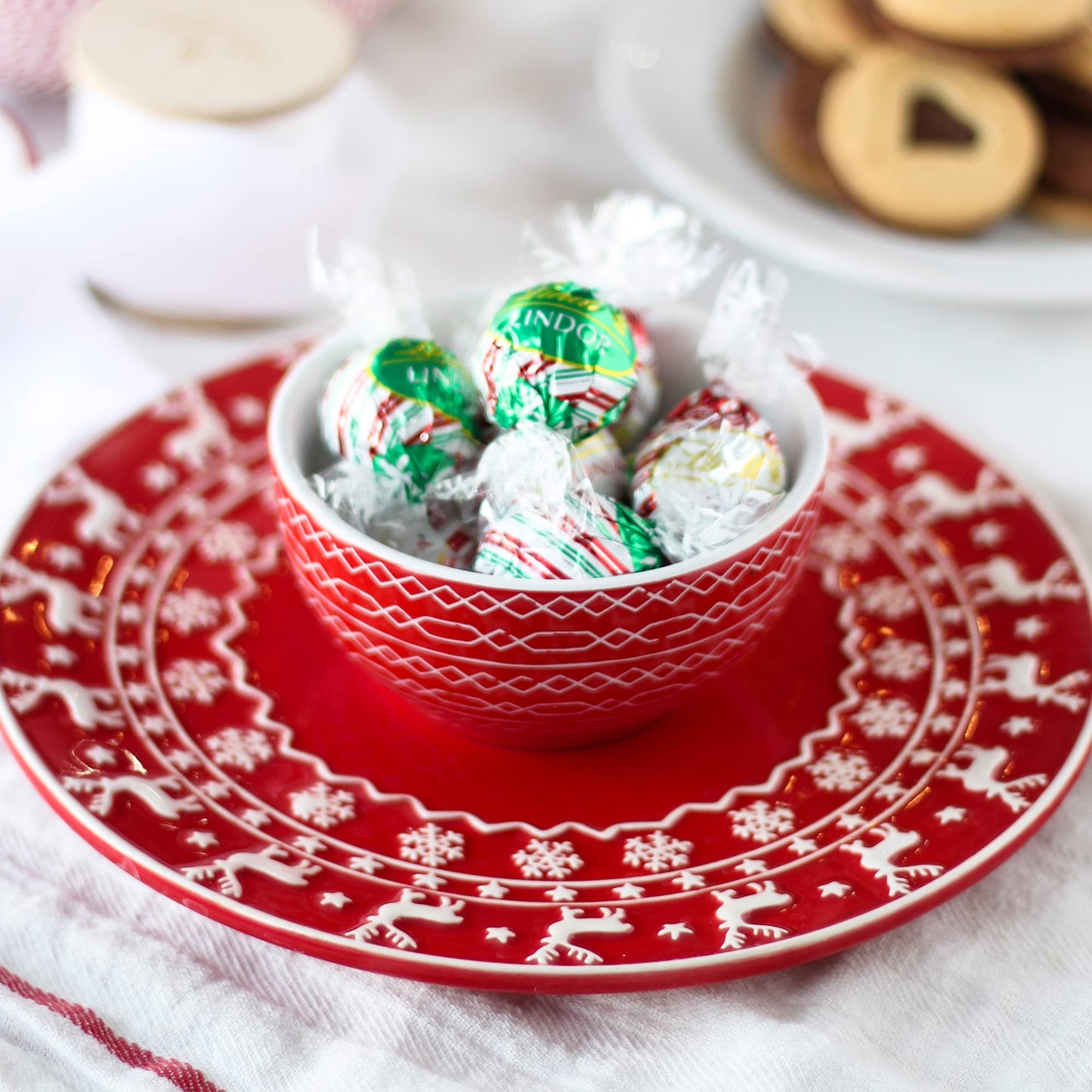 Lindt LINDOR Holiday Assorted Peppermint Chocolate Candy Truffles  15.2 oz. Bag