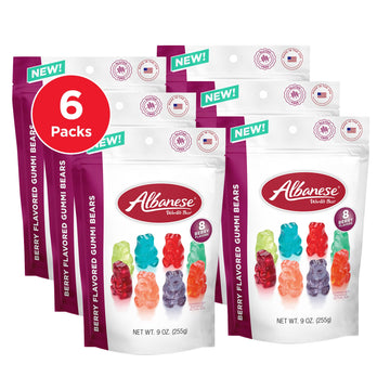 Albanese World's Best Berry Flavored Gummi Bears, 9oz Bags of Candy, Individually Wrapped Pack of 6