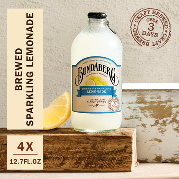 Bundaberg Sparkling Fruit Drink, Lemonade, 12.7 Fl Oz Bottles, Pack of 4 - Refreshing Beverage for All Occasions