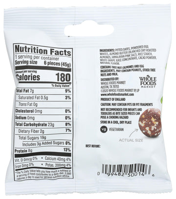 365 by Whole Foods Market Protein Chewy Bites, Coffee Almond, 1.58 oz - Healthy Snack, Single Serving, Gluten-Free, Nutritious Treat