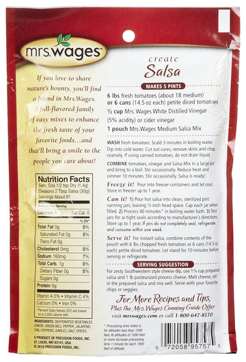 Mrs. Wages Medium Salsa Mix, 4.0 Oz. (Pack Of 1)