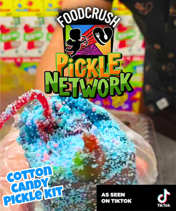 Cotton Candy Pickle Kit by Food Crush - Valentines Day Gift Box with Blue Pickle, Takis, Cotton Candy Crunch & More for Kids & Teens