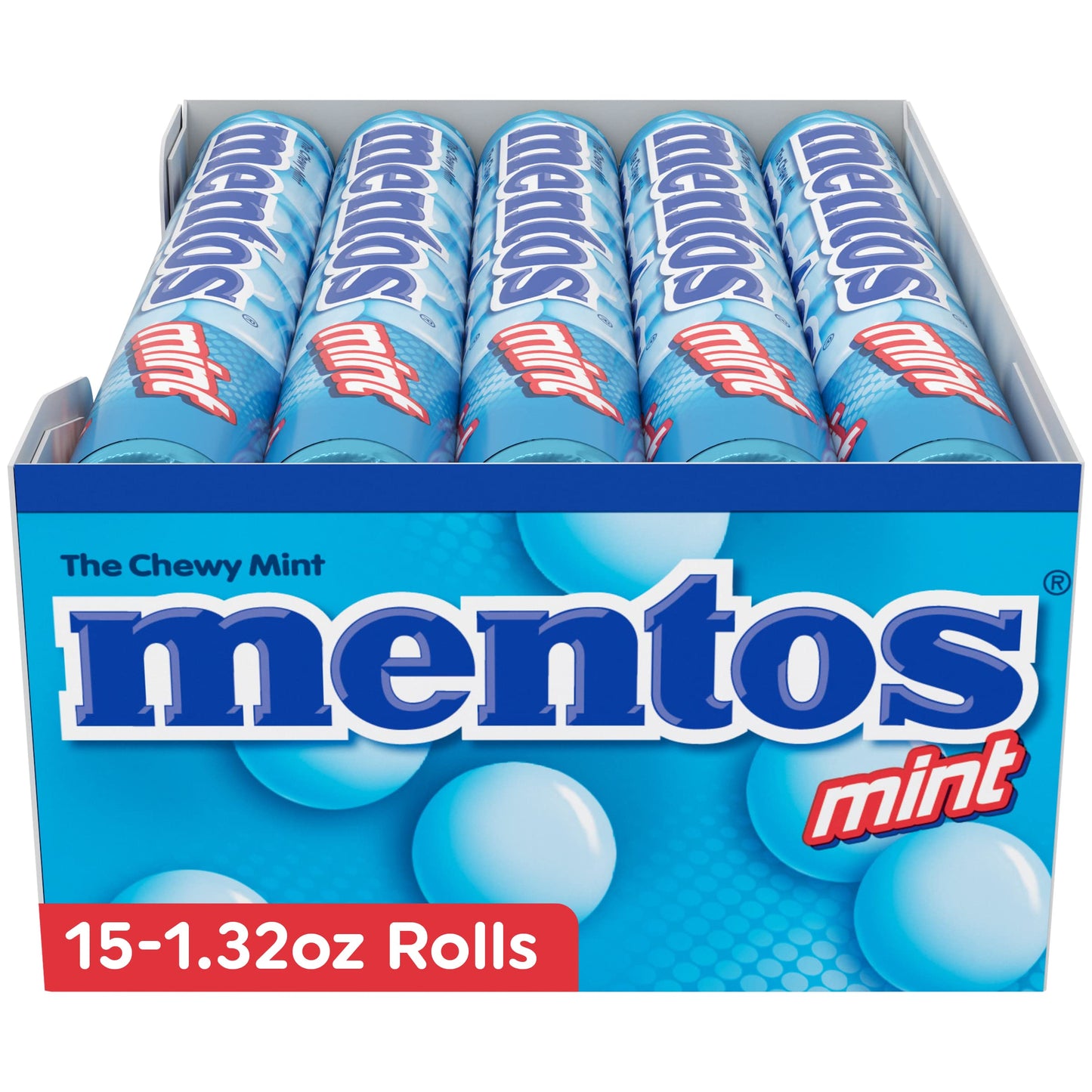 Mentos The Chewy Mint Candy - Mint Flavor 1.32Oz Rolls - 15 Rolls
