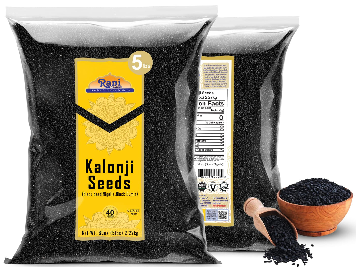 Rani Kalonji (Black Seed, Nigella Sativa, Black Cumin) Seeds 80Oz (5Lbs) 2.27Kg Bulk ~ All Natural | Gluten Friendly | Non-Gmo | Vegan | Indian Origin
