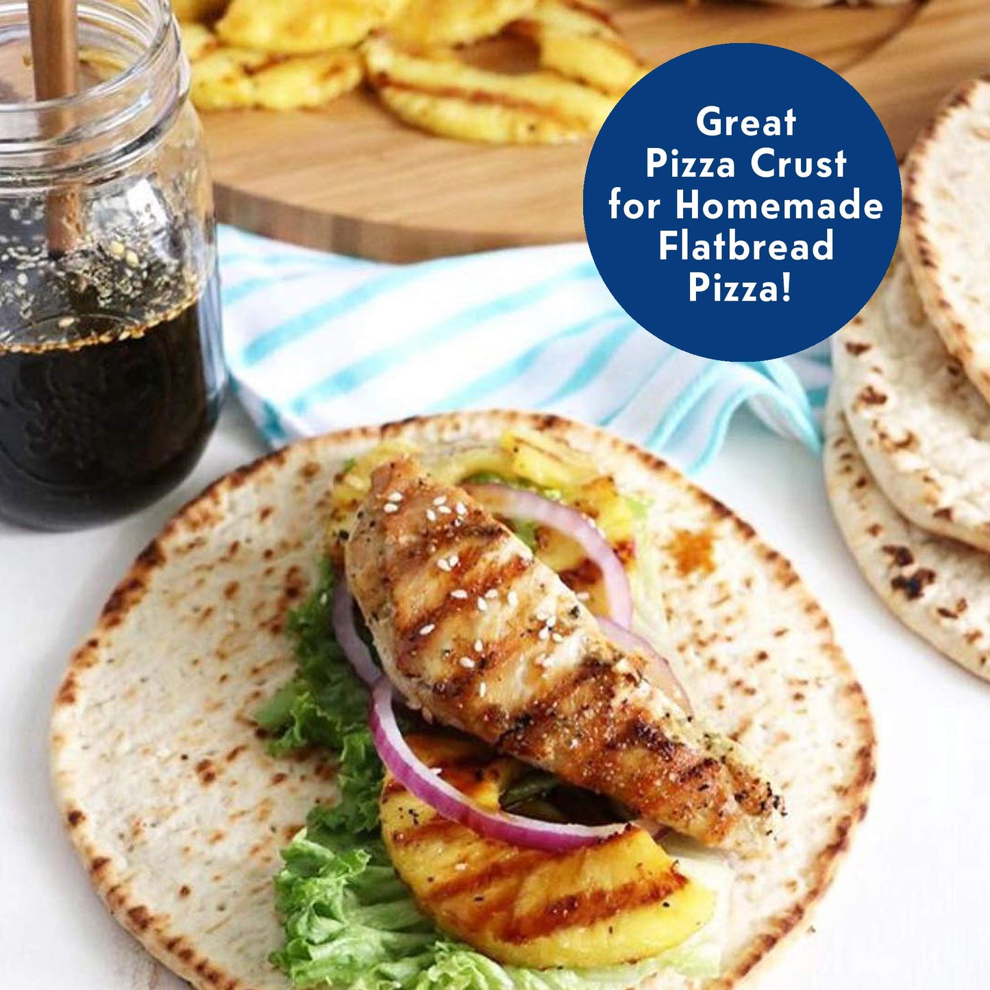 Toufayan Hearty Wheat Flatbread (3 Pack, 15 Flatbreads Total)