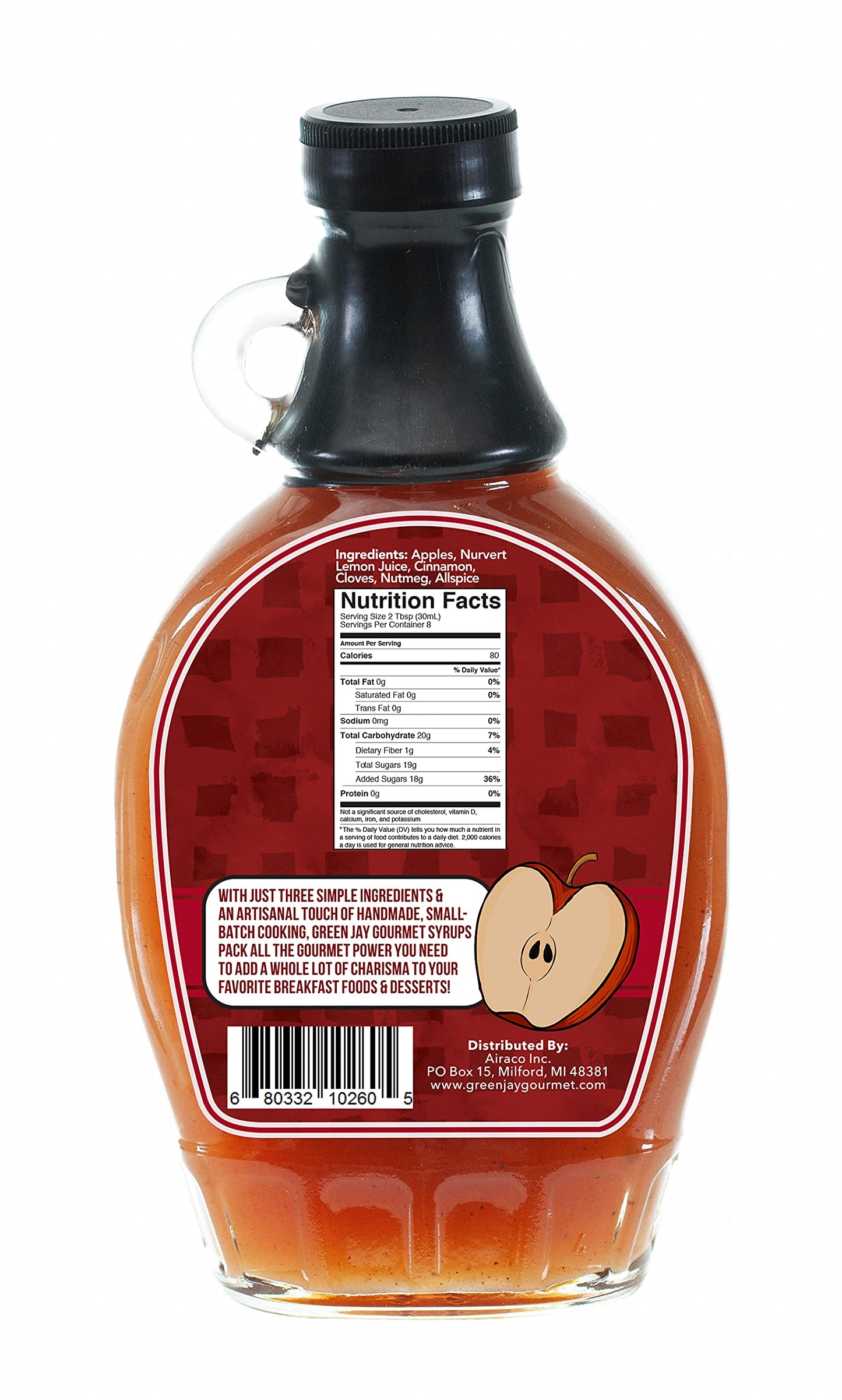 Green Jay Gourmet Apple Butter Syrup - Premium Breakfast Syrup With Sweet Apples, Spices & Lemon Juice - All-Natural, Non-Gmo Pa