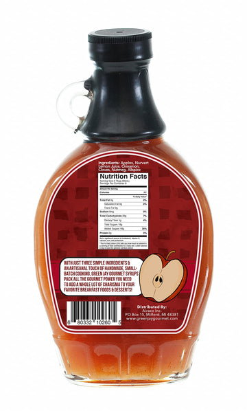 Green Jay Gourmet Apple Butter Syrup - Premium Breakfast Syrup With Sweet Apples, Spices & Lemon Juice - All-Natural, Non-Gmo Pa