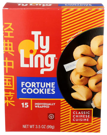 Ty Ling Fortune Cookies, 3.5 oz Box, 180 Individually Wrapped Cookies, 12 Packs of 15 Cookies Each, Model 2508