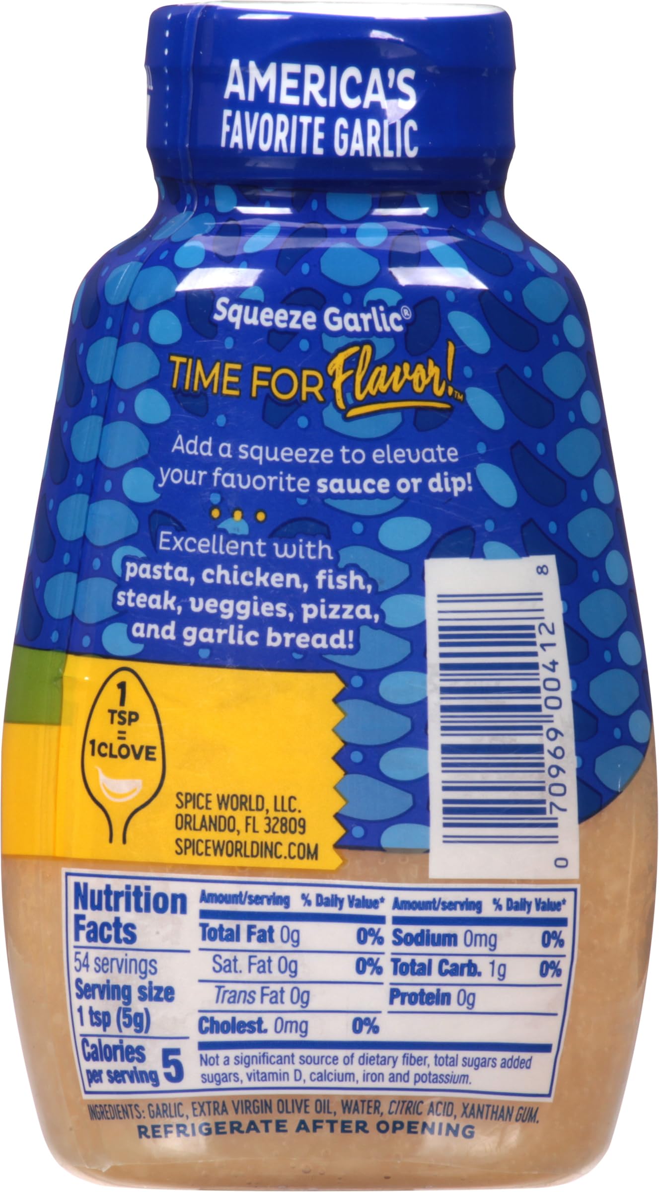 Spice World Squeezable Minced Garlic In Extra Virgin Olive Oil- 9.5 Oz Garlic Container - Ready-To-Use Seasonings For Cooking, S