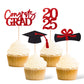 Class of 2025 Graduation Decoration Party Cupcake Toppers, Double-sided Grad Cap Cake Toppers for Graduation Party Supplies 2025