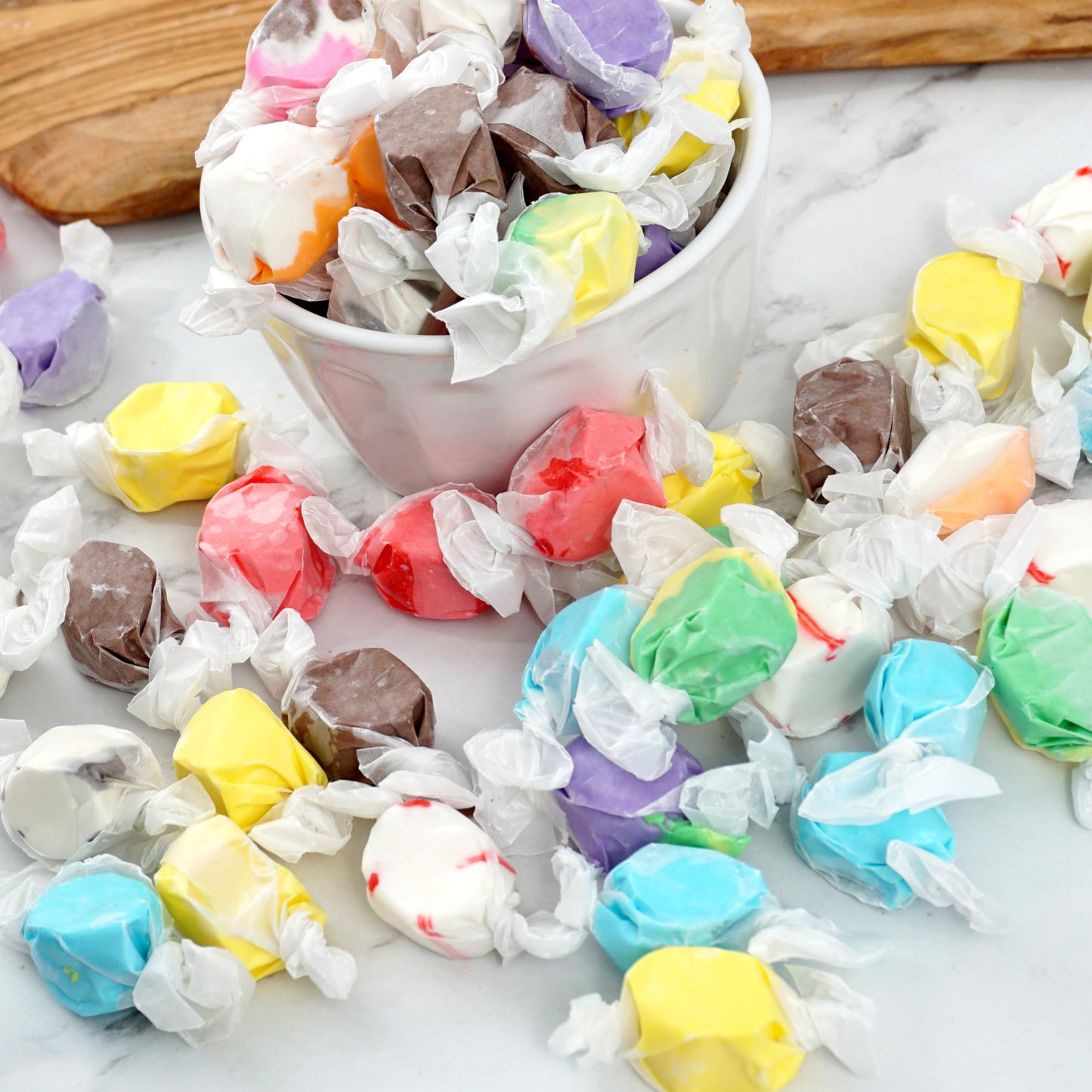 Salt Water Taffy Assorted Mix, 1 Pound Bulk Bag, 10 Assorted Flavors, Individually Wrapped Taffy Candy