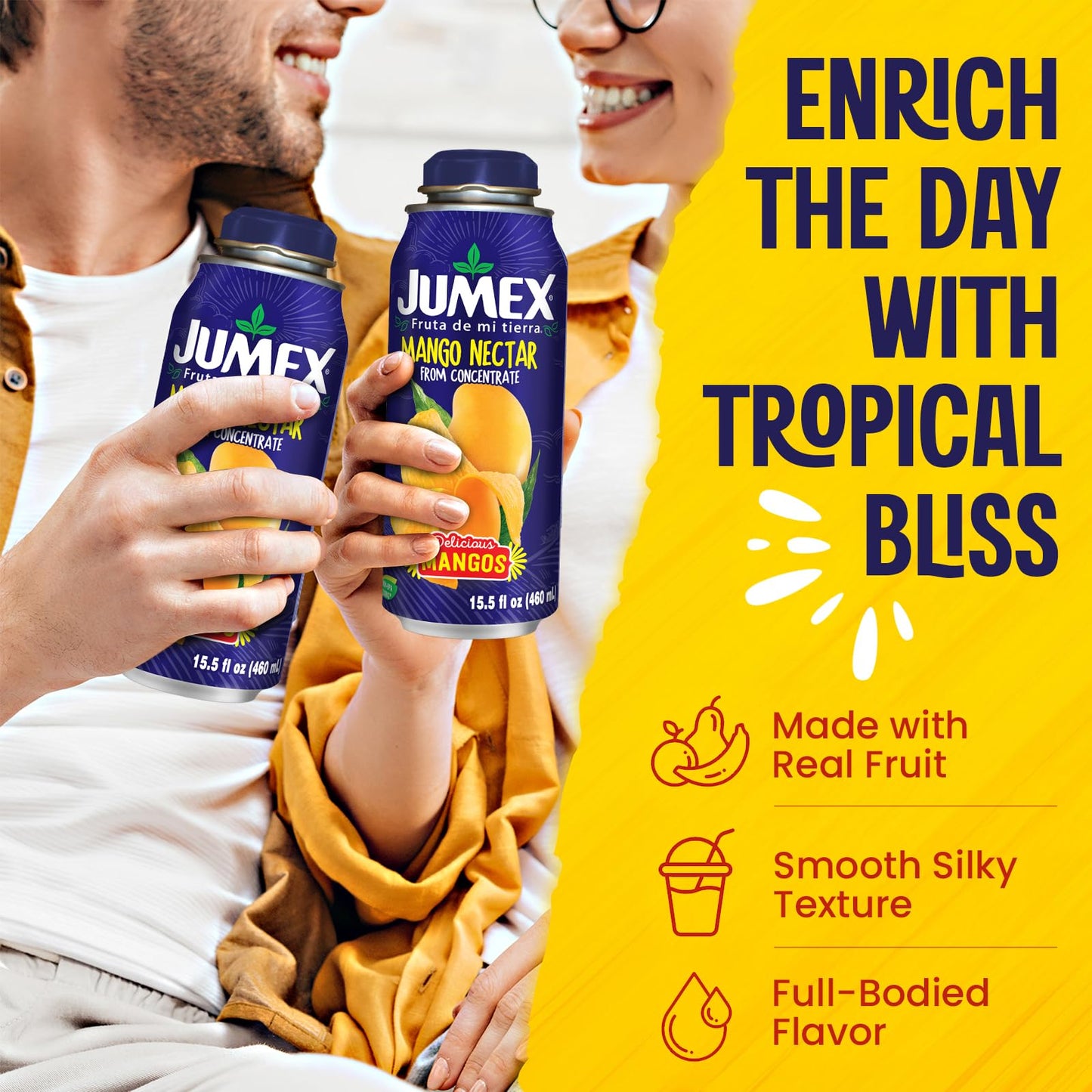 Jumex Mango Beverage, 16 Fl Oz (Pack of 12), Aluminum Cans, Refreshing Mango Flavor