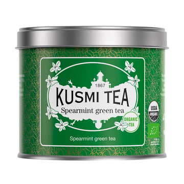 Kusmi Tea - Spearmint Green - Organic Blend Of Gunpowder Green Tea With Mint - Peppermint Tea - Enjoy Hot Or Ice - Organic Flavo