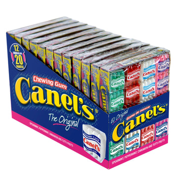 Canels 4-Piece Gum Pack Display in Original Flavors - Peppermint  Spearmint  Cinnamon  Fruit  Blueberry  Violet  and Menthol  240 Count