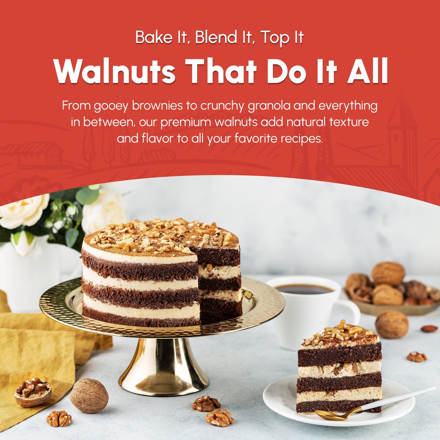 California Raw Walnuts- 3 Pounds, Resealable Package-Fresh, No Shell, Unsalted-All Natural Dry Halves and Chopped Pieces-For Sna