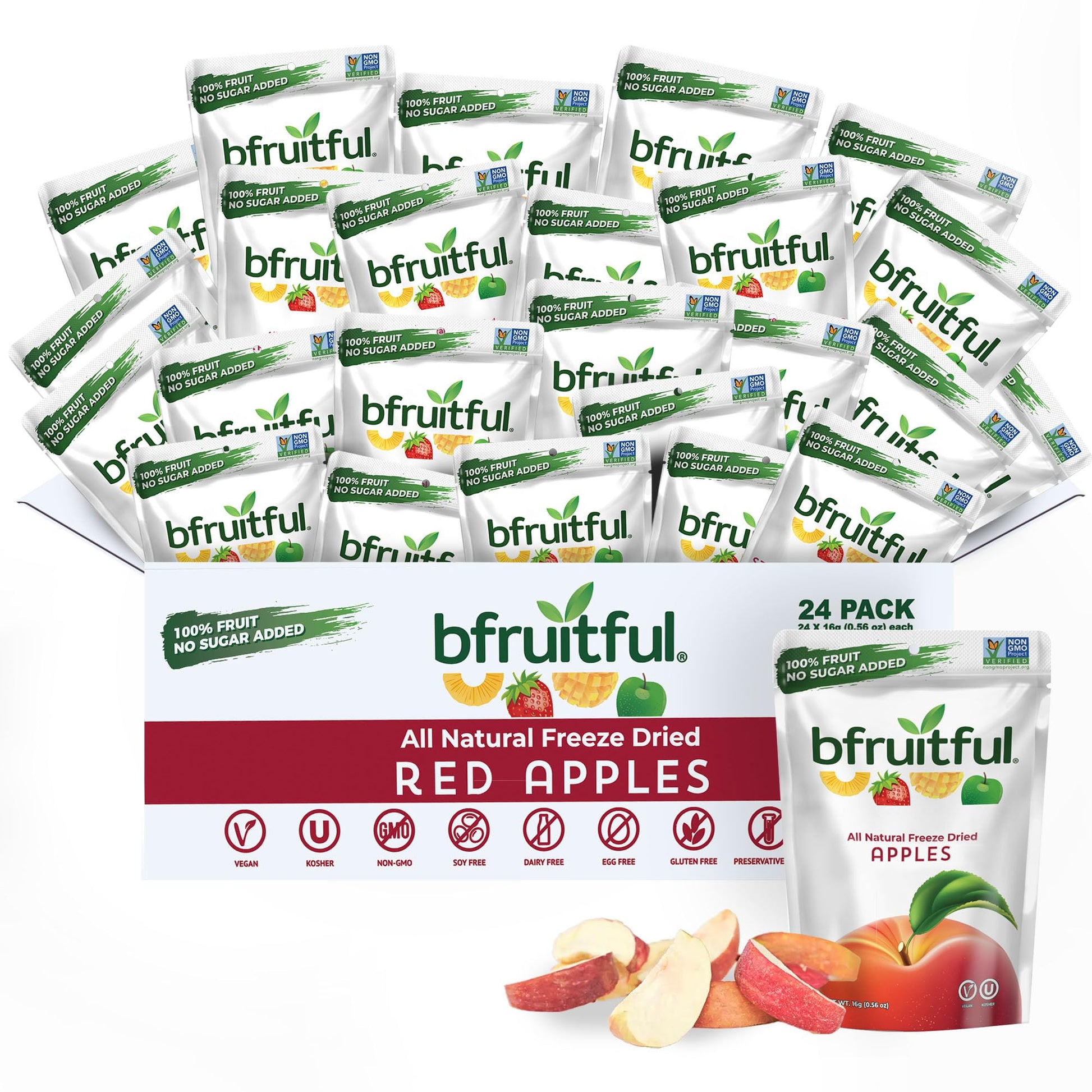 bfruitful Freeze-Dried Apple Bites, Gluten Free, Vegan, Non-GMO, 24-Pack