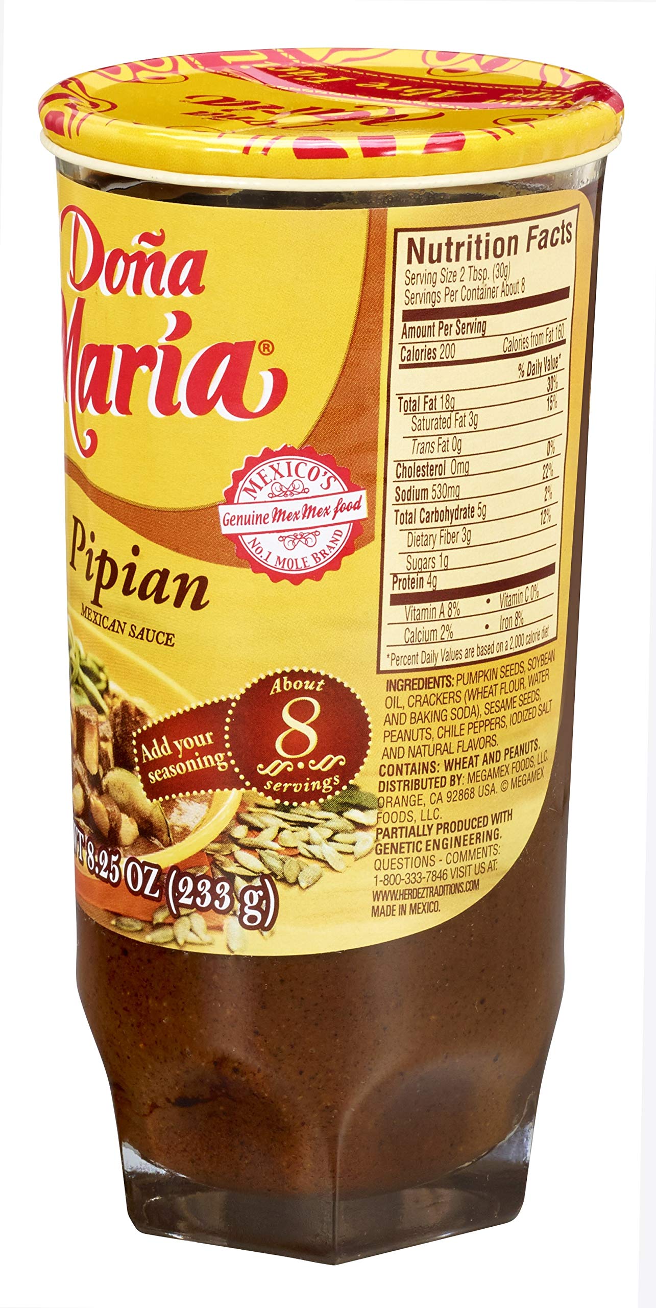 Doña María Mole Pipian Sauce, 8.25 oz (Pack of 12) - Authentic Mexican Flavor, Perfect for Cooking