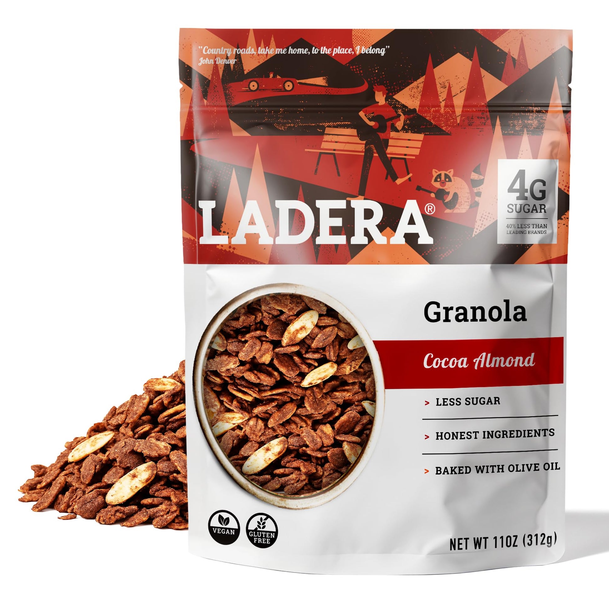 Ladera Foods Cocoa Almond Granola - Low Sugar, Gluten Free, Vegan - 11 oz