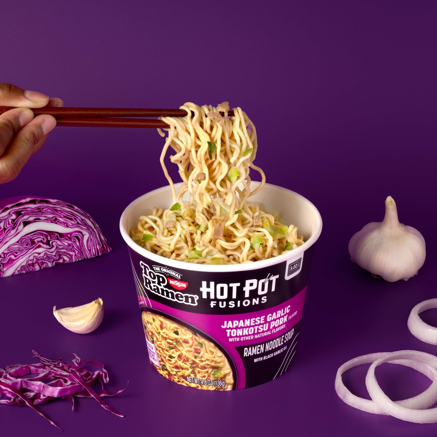 Top Ramen Hot Pot Fusions Japanese Garlic Tonkotsu Pork, 4.8 Ounce (Pack of 6)