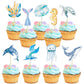 Gyufise 36Pcs Mermaid Cupcake Toppers Under The Sea Turtles Octopus Mermaid Tail Cupcake Picks Seahorse Coral Cake Decorations F