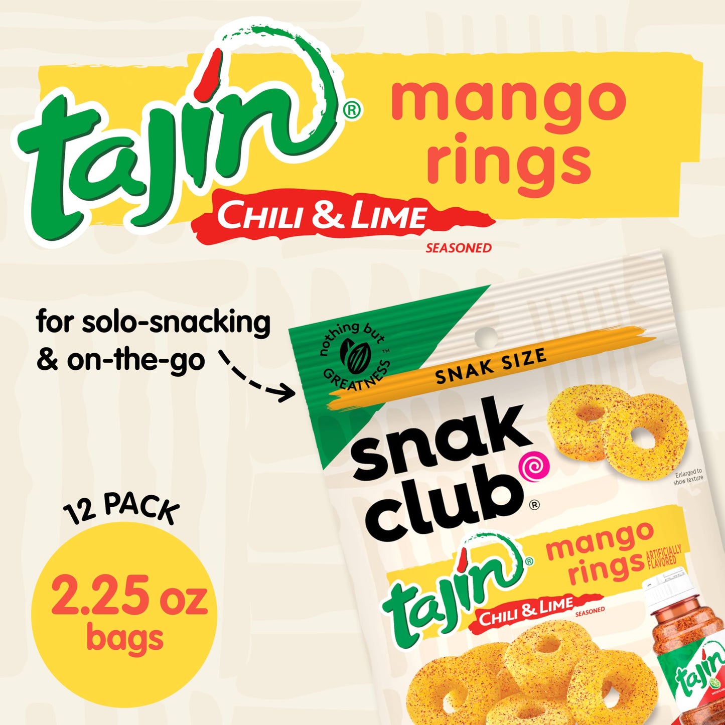 Snak Club Gummy Candy with Chili and Lime, Gluten-Free Vegan Snacks, 2.25 oz Bags, 12 Pack, Green and Pink