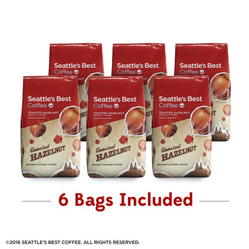 Seattle'S Best Coffee Toasted Hazelnut Flavored Medium Roast Ground Coffee | 12 Ounce Bags (Pack Of 6)