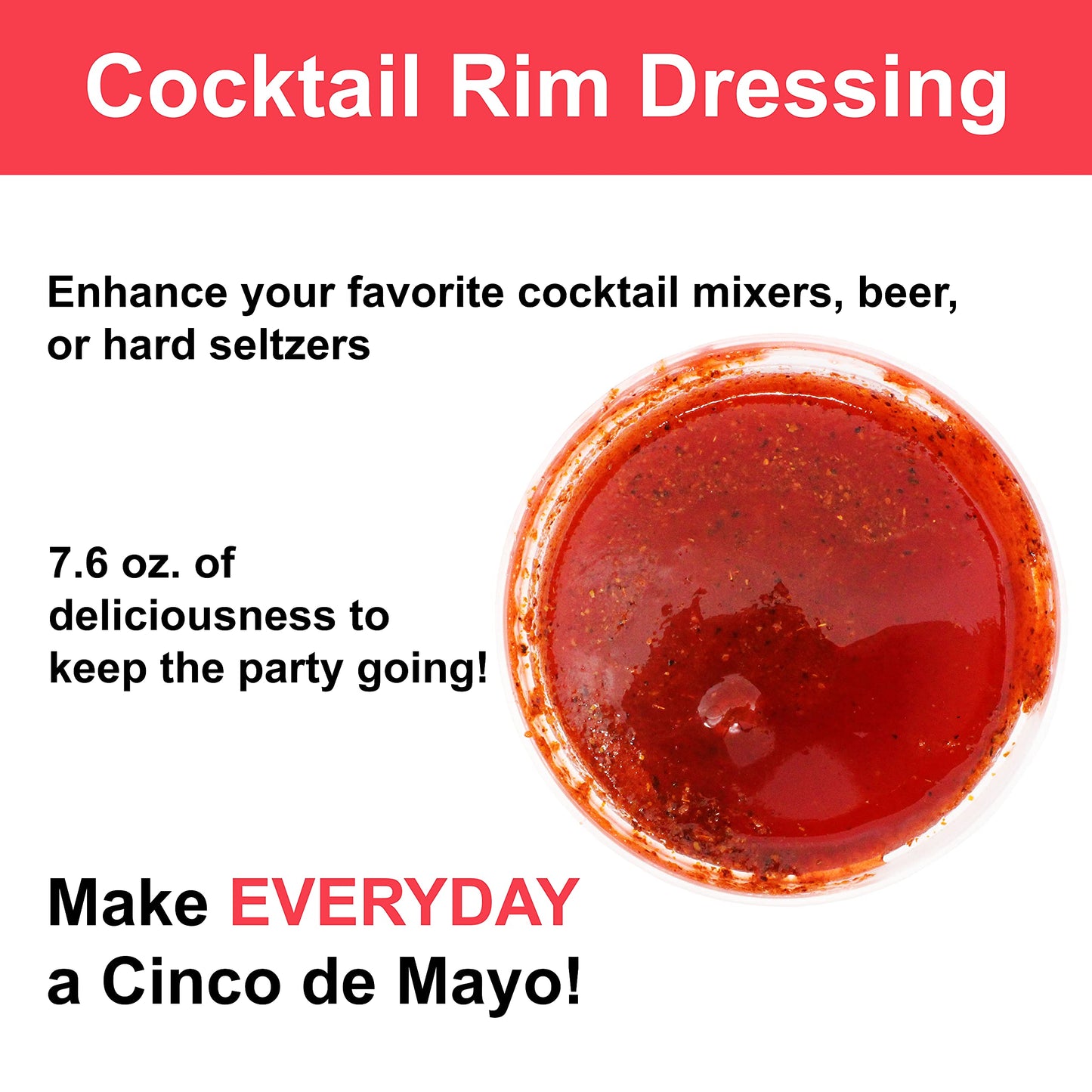 Cinco de Mayo Watermelon Rim Dip Cocktail Dressing, 7.6 oz Container, Glass, 1 Pack