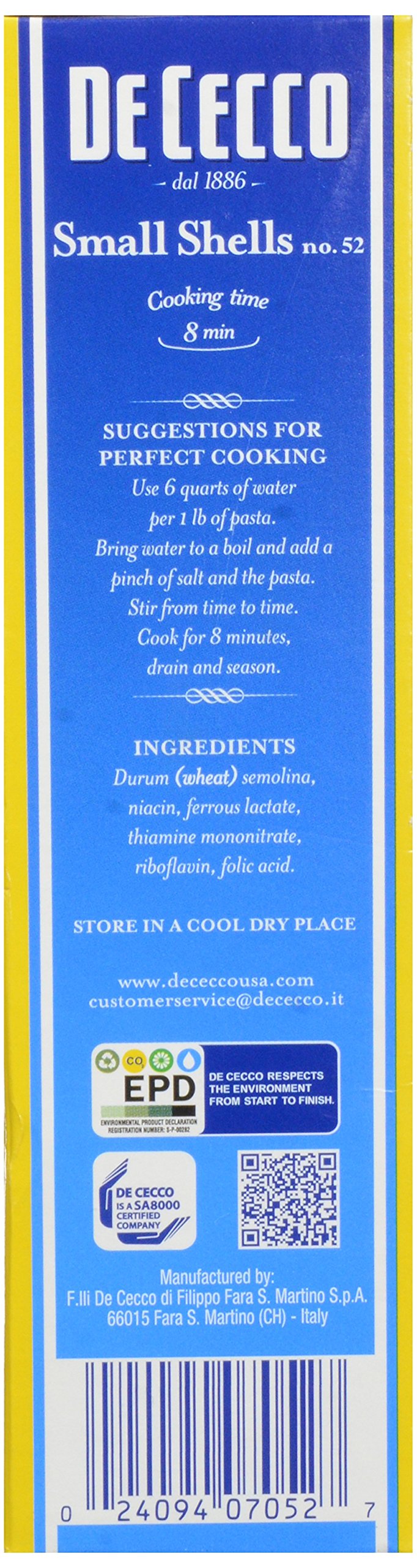 De Cecco Pasta - Pasta - Conchiglie - Case Of 20 - 16 Oz(D0102H5W8Np)
