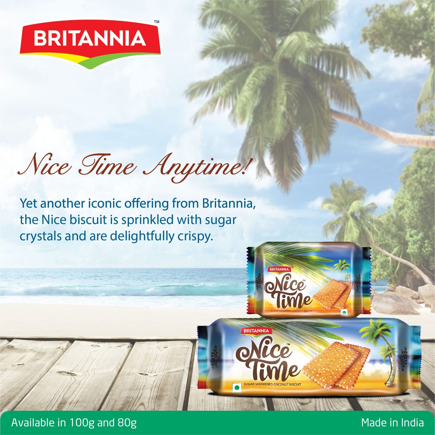 Britannia Nice Time 16.9oz (480g) - Delicious Coconut Biscuit Crunchy - Kids Favorite Breakfast & Tea Time Snacks (Pack of 1)
